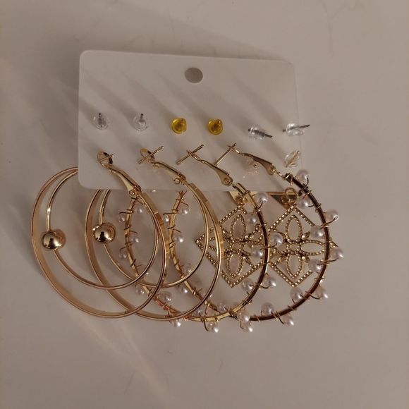 6 Pairs Fashion Pearl Decor Earrings Set - Picture 6 of 6